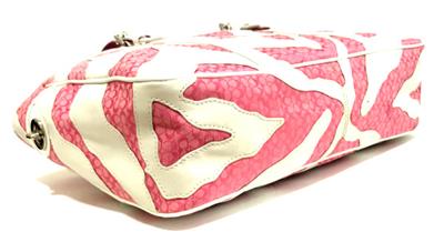COACH LTD ED PINK WHITE ZEBRA PATCHWORK LG GALLERY MULTI TOTE BAG