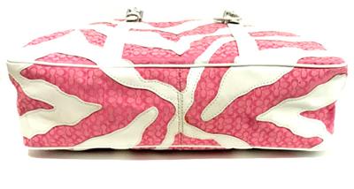 COACH LTD ED PINK WHITE ZEBRA PATCHWORK LG GALLERY MULTI TOTE BAG