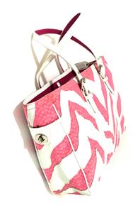 COACH LTD ED PINK WHITE ZEBRA PATCHWORK LG GALLERY MULTI TOTE BAG