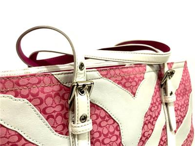 COACH LTD ED PINK WHITE ZEBRA PATCHWORK LG GALLERY MULTI