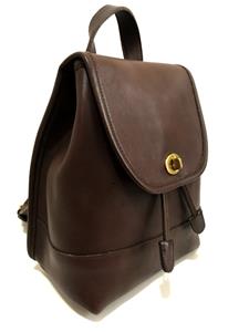 COACH Vintage BROWN Leather Turn Lock SMALL Backpack Daypack Purse