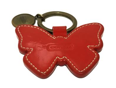 Coach Embossed Sig C Red Patent Leather Butterfly Keyring Key
