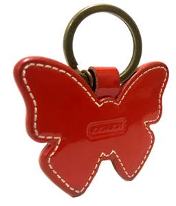 Coach Embossed Sig C Red Patent Leather Butterfly Keyring Key
