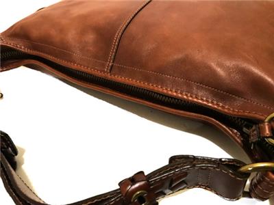 COACH Bleecker Felicia Burnished Leather XL Slim Duffle Hobo