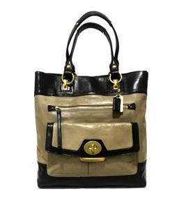 RARE Coach Ltd Ed Penelope XL Spectator Black Taupe Leather