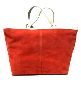 RARE COACH VERMILION SUEDE NUBUCK LEATHER XL GALLERY MULTI TOTE