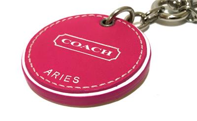 小物 COACH Aries Keychain Bag Charm Leather MINT Coach Ltd Ed Yellow Curving Horn Zodiac Aries Key Fob Key