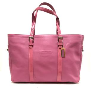 MINT COACH PINK LEATHER PATENT TRIM LG GALLERY SHOPPER TOTE BAG