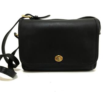 NEW Coach Vintage Black Leather Med Ridgefield Flap