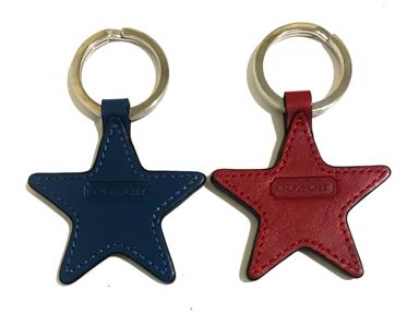 NEW Coach Vtg Glove Tanned Leather Red Navy Blue Star Key Fob