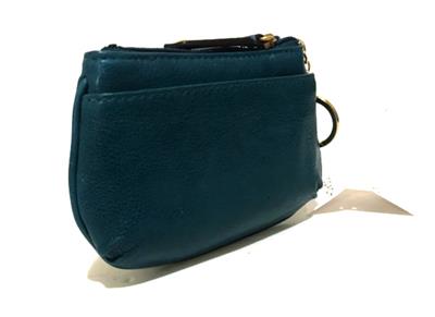 New様 NWT Coach Madison Teal Blue Leather Skinny Keychain Coin Purse