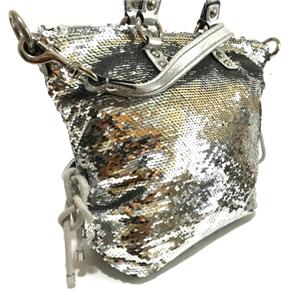 NICE COACH Limited Ed SILVER POPPY SEQUIN FASHION SPOTLIGHT TOTE