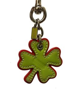 RARE Coach Ltd Ed Vtg Patent Four Leaf Clover Lucky Key Fob Key