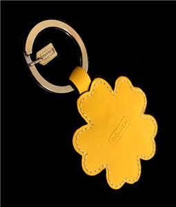 RARE Coach White Yellow Five Leaf Lucky Clover Ladybug Keychain
