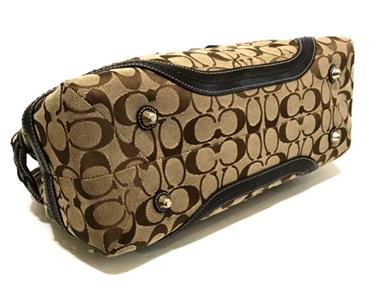 NEW Coach Soho Khaki Sig C Chocolate Leather Braided Zip Satchel