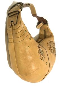 NICE Coach Mia Vintage Studded Camel Tan Leather Lg Hobo Shoulder