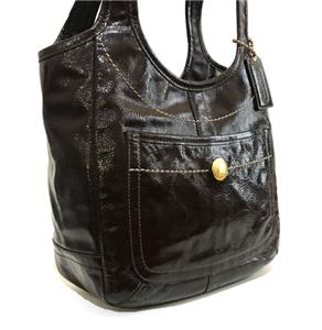 NICE COACH ERGO RICH BROWN TEXTURED FINEST PATENT CALF LEATHER