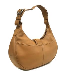 NICE Coach Hamptons Camel Tan Leather Zip Buckle Flap Hobo