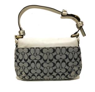 MINT Coach Bleecker Denim Signature C White Leather Trim