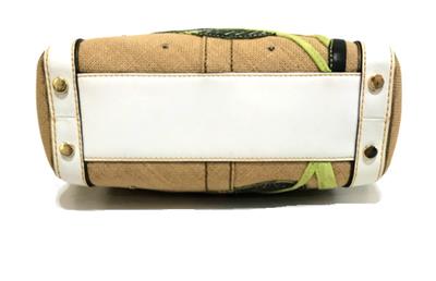 COACH LEAFY LADY BUG CRYSTAL STRAW LEATHER APPLIQUE BOXY TOTE BAG