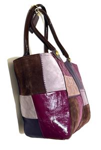 NEW COACH BLEECKER PURPLE SUEDE LEATHER SIGNATURE PATCHWORK TOTE