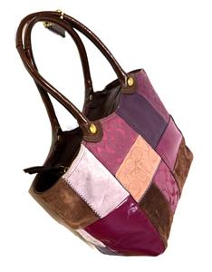 NEW COACH BLEECKER PURPLE SUEDE LEATHER SIGNATURE PATCHWORK TOTE
