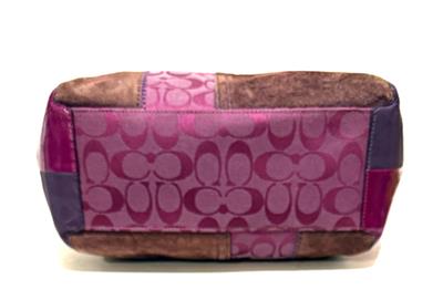 NEW COACH BLEECKER PURPLE SUEDE LEATHER SIGNATURE PATCHWORK TOTE