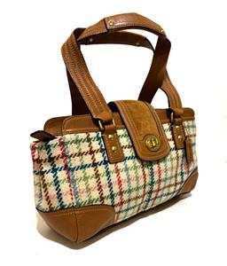 NICE COACH Y2K HAMPTONS WOOL TATTERSALL CARRYALL TOTE BAG SATCHEL 