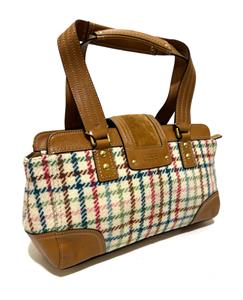 NICE COACH Y2K HAMPTONS WOOL TATTERSALL CARRYALL TOTE BAG SATCHEL