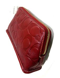 NWT Coach Embossed Signature C Legacy Cherry Red Leather Zip