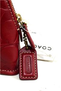 NWT Coach Embossed Signature C Legacy Cherry Red Leather Zip