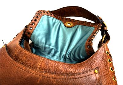 NICE Coach Ltd Ed Chelsea Studded Flap Tobacco Leather LG Abbey