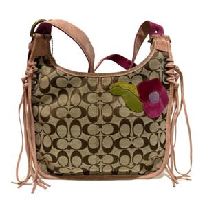 RARE COACH Y2K SIG C PINK FLORAL POPPY FOR PEACE HIPPIE MESSENGER