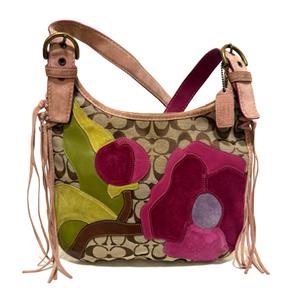 RARE COACH Y2K SIG C PINK FLORAL POPPY FOR PEACE HIPPIE MESSENGER