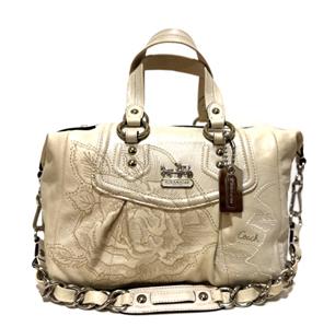 RARE Coach Y2K Madison Audrey Floral Eggshell Leather Tote Bag