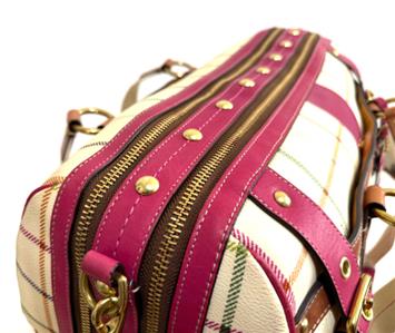 RARE Coach Heritage Stripe Coated Tattersall XL Duffle Travel Tote
