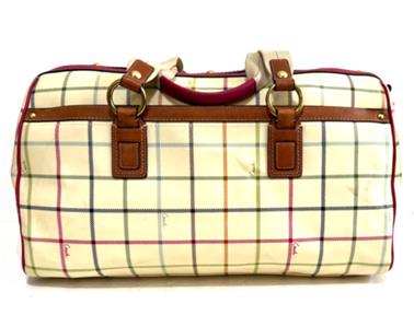 RARE Coach Heritage Stripe Coated Tattersall XL Duffle Travel Tote