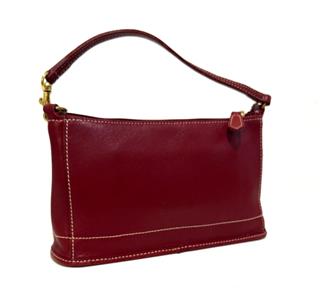 NICE Coach 1990's Vintage Red Leather Bleecker Demi Zip Pouch Bag