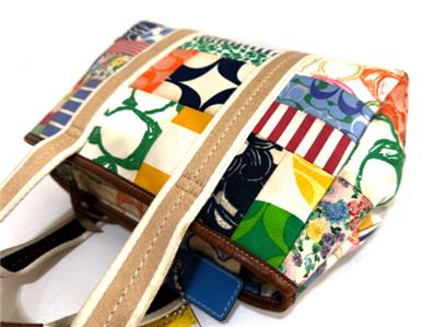 NICE COACH Y2K HAMPTON WEEKEND SIGNATURE MULTICOLOR PATCHWORK TOTE