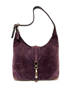 NICE COACH Y2K HAMPTONS PURPLE SUEDE LEATHER CLIP FLAP HOBO BAG