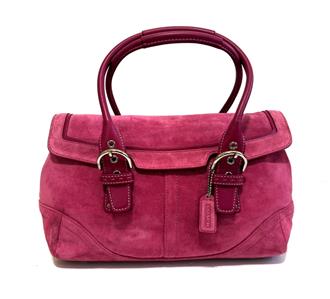 RARE COACH VINTAGE Y2K SOHO PINK SUEDE LEATHER FLAP SATCHEL TOTE