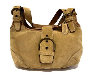 NICE COACH VINTAGE Y2K SOHO SUEDE TAN LEATHER BUCKLE HOBO SHOULDER