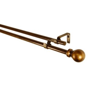Bcl Drapery Classic Ball Double Curtain Rod In Antique