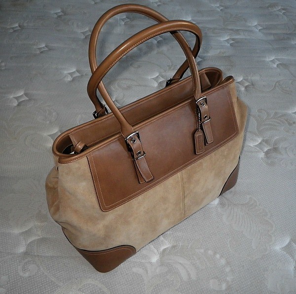 Coach Vtg Hamptons Xl Camel Tan Suede Weekend Business Travel Tote Image Is Loading Coach Vtg Hamptons Xl Camel Tan Suede Weekend