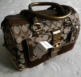 NEW COACH Special Ed LG VINTAGE KHAKI SIGNATURE C GOLD METALLIC