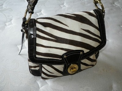 COACH Zebra Haircalf Legacy Slim Flap w/ Kisslock Coin Purse
