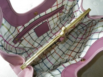 NEW COACH VINTAGE ROSE PINK LEATHER PLEATED KISSLOCK FRAME
