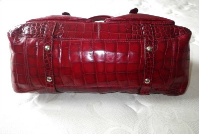 Rare COACH Ltd Ed Red Croc Embossed Leather XL Garnet ELLA Tote