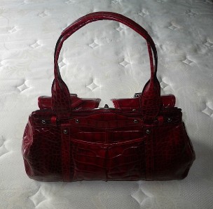 ハンドバッグ CROCO EMBOSSED ELLA MARKET Rare COACH Ltd Ed Red Croc Embossed Leather XL Garnet ELLA