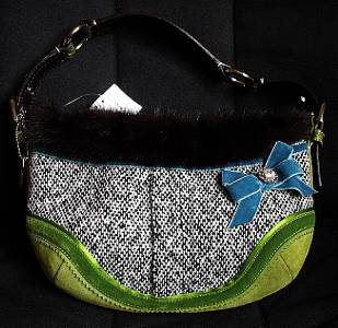 NWT Coach Ltd Ed Tweed Suede Exotic Python Mink Fur Sm Hobo